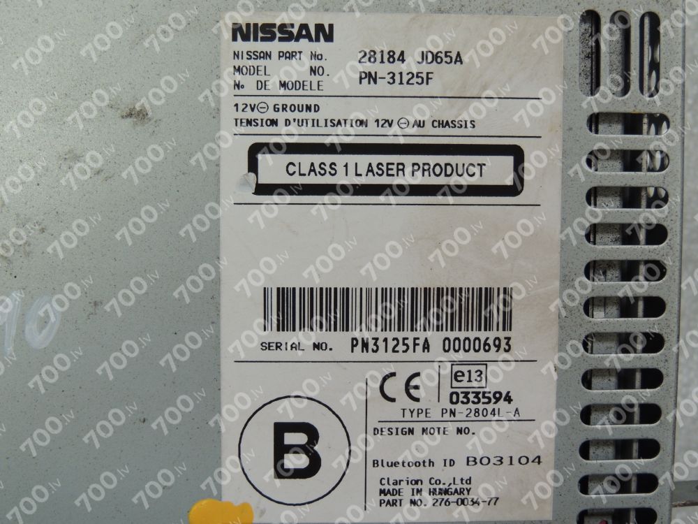 Nissan Qashqai I J10 Radio Vadības Bloks Uztvērējs 6 CD Mainītājs Atskaņotājs Bluetooth 28184JD65A 28184JD65A 28184-JD65A 28184 JD65A PN-3125F PN3125F