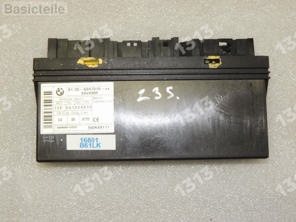 BMW 5 6 er E60 E60N E63 E64 Кузовной модуль ECU 9176069 6957528 KBM 6947919 61356947919 6135 6947919 6135-6947919 61.35-6947919 6947919, 61356947919, 6135 6947919, 6135-6947919, 61.35-6947919