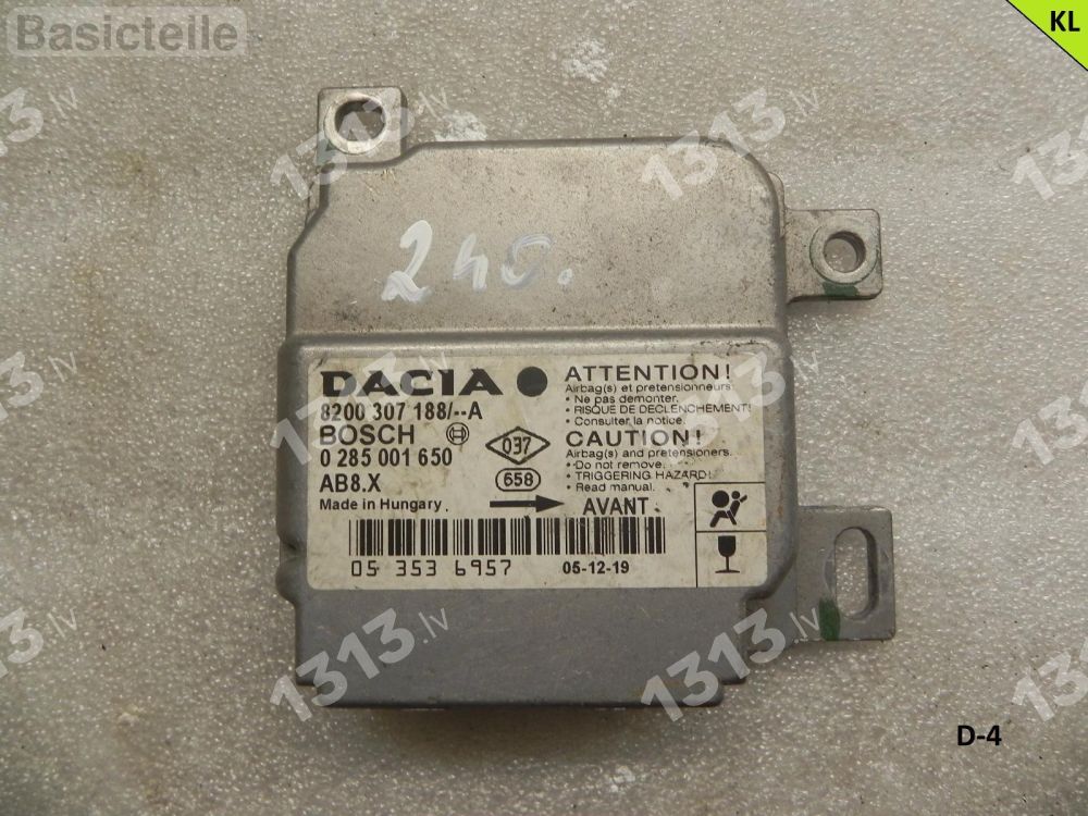 Dacia Logan Drošības Spilvenu Airbag Gaisa Spilvenu Vadības Bloks Modulis 0285001650 8200307188 0285001650 8200307188, 0285001650